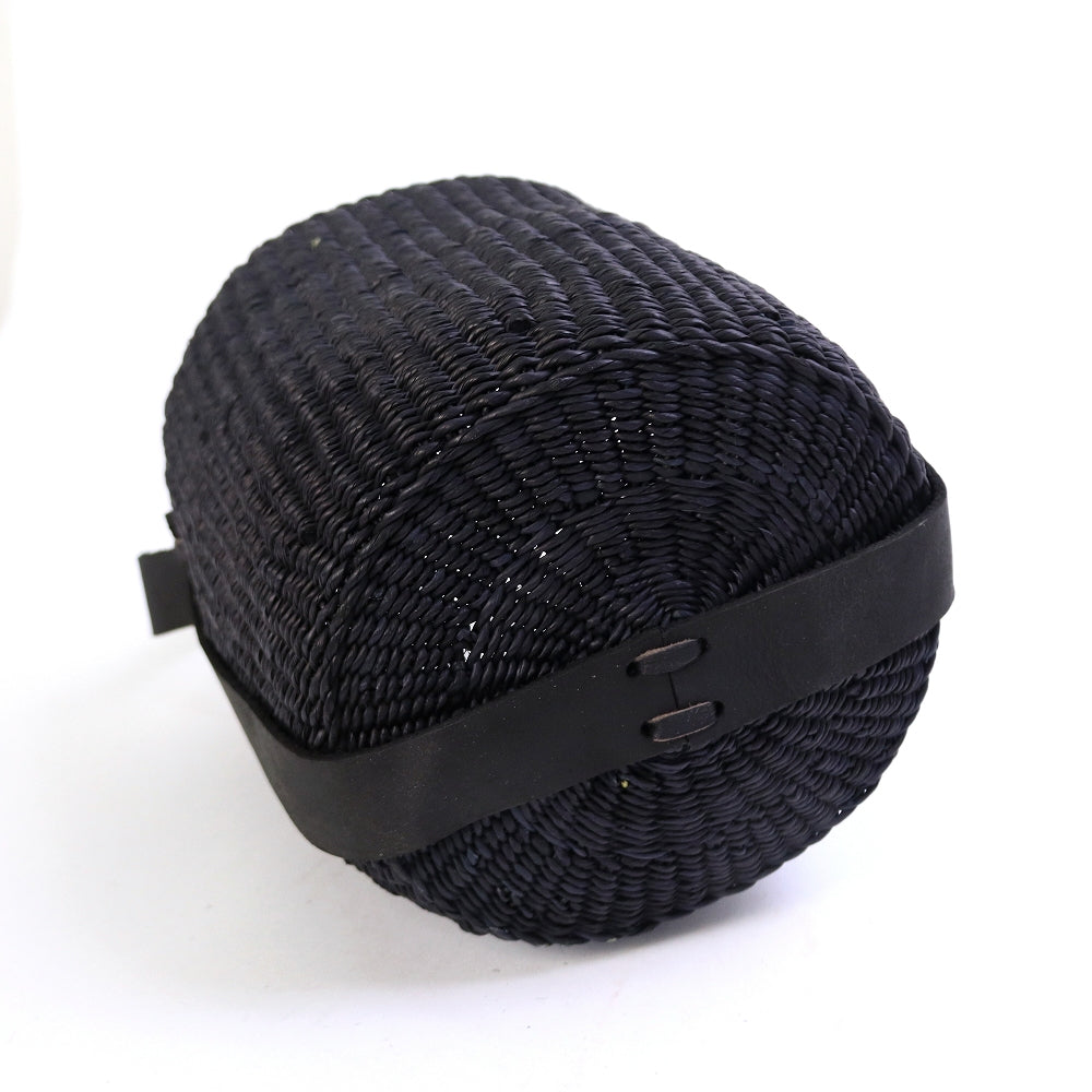 ニャリガバスケット 丸底 黒平革ぐるりハンドル 小 黒 | マンゴロベ