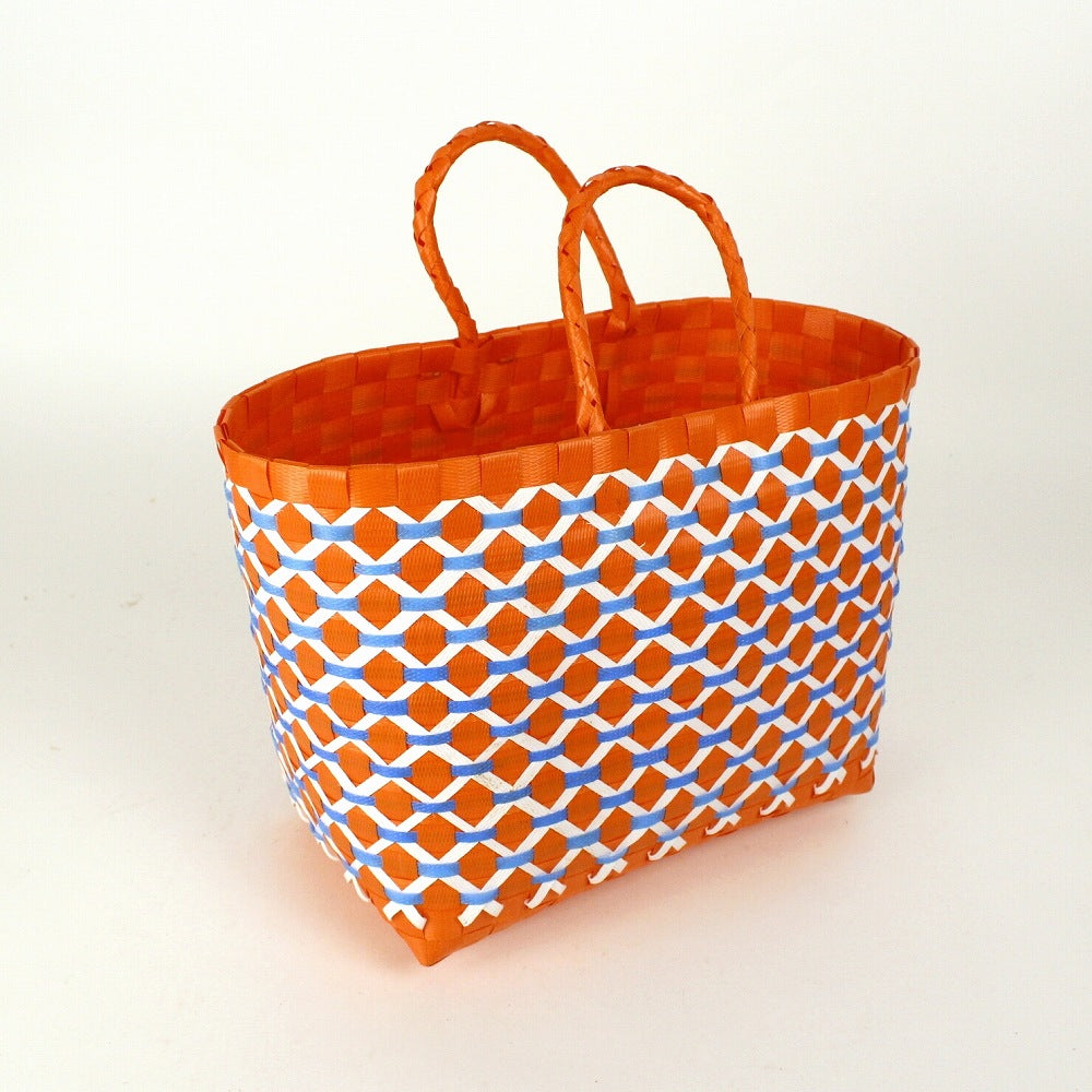 プラスチックかご 格子柄 オレンジ白水 | マンゴロベ