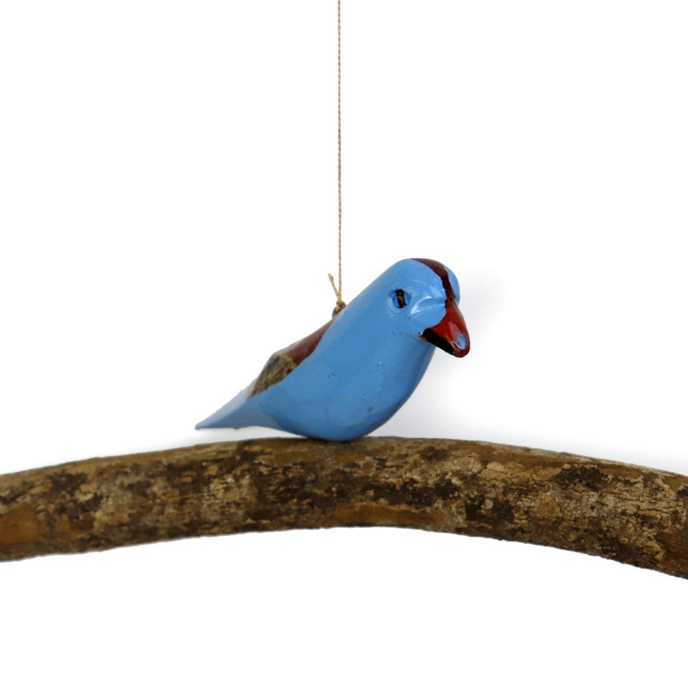 ケニアの木製鳥モビール 二列 アソートカラー | マンゴロベ