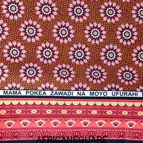 カンガ ケニア フチ縫 MAMA POKEA ZAWADI オレンジ