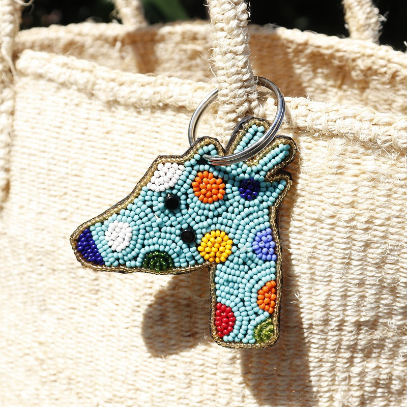 マサイビーズ アップサイクルタイヤ デザイナーズキーリング キリン