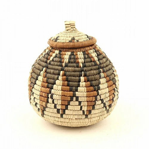 ズールーバスケット 南アフリカ共和国 横長型 ズールーバスケット 丸い