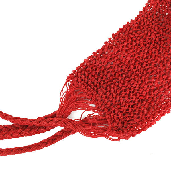ナイロン網バッグ三つ編み取っ手 大 赤