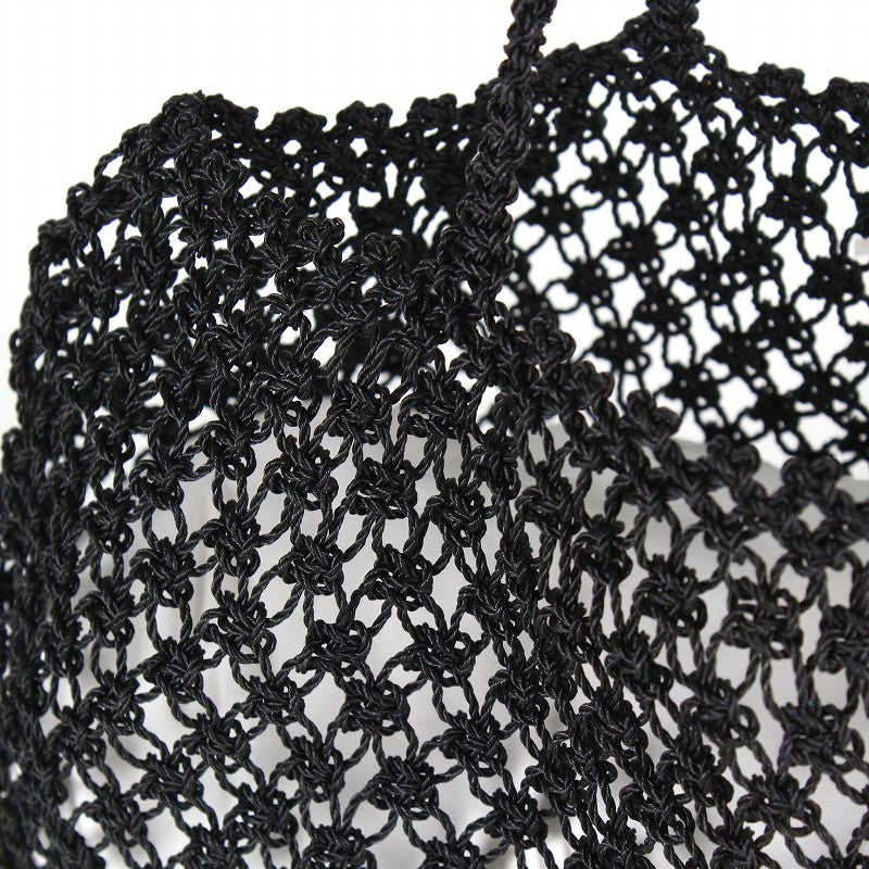 ナイロンバッグ ぷっくり透かし編み 黒