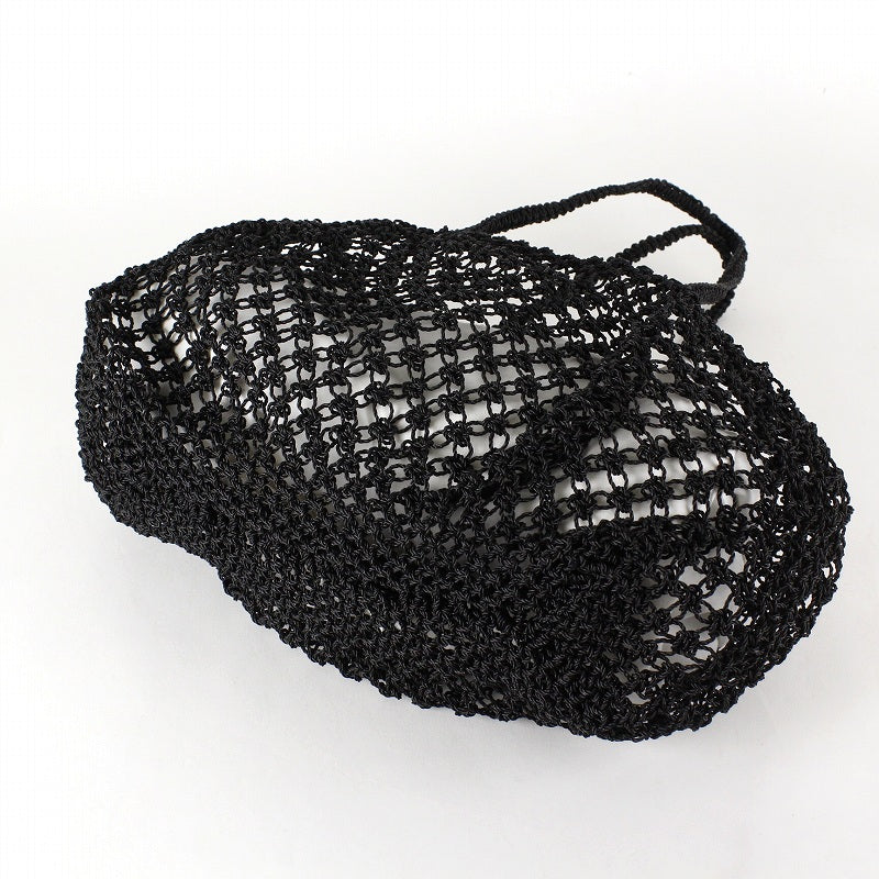 ナイロンバッグ ぷっくり透かし編み 黒