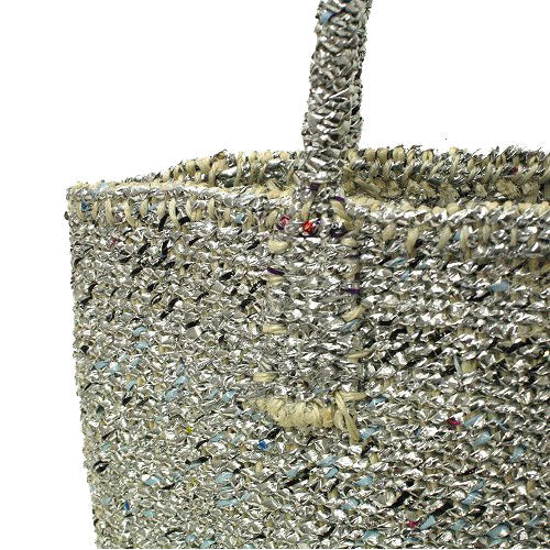 シルバー サイザルバッグ プラスチックシルバー 9インチ