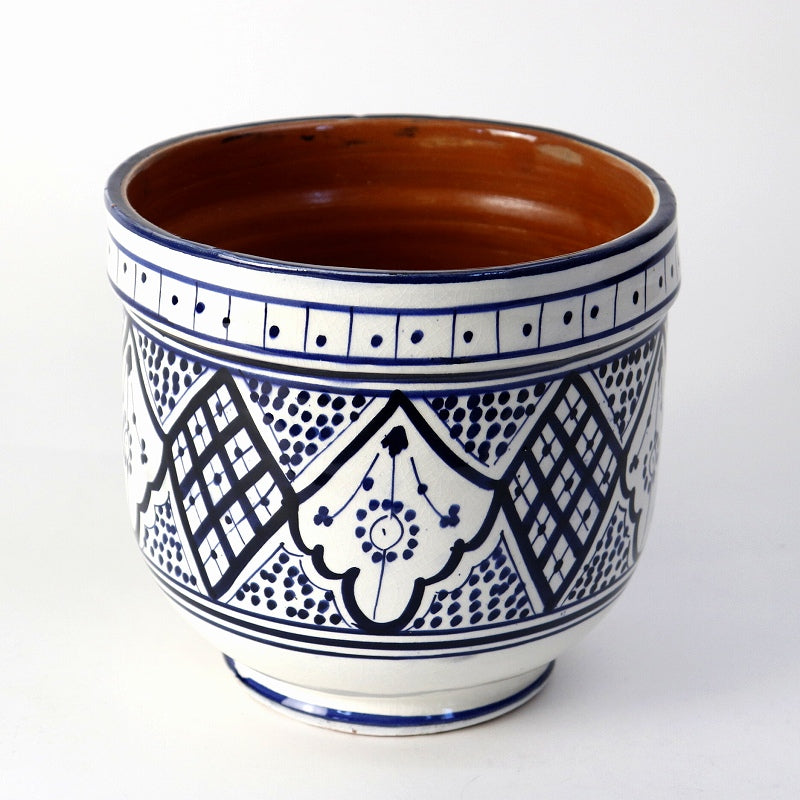 サフィ陶製植木鉢 ぷっくり H19 W18 青 | マンゴロベ