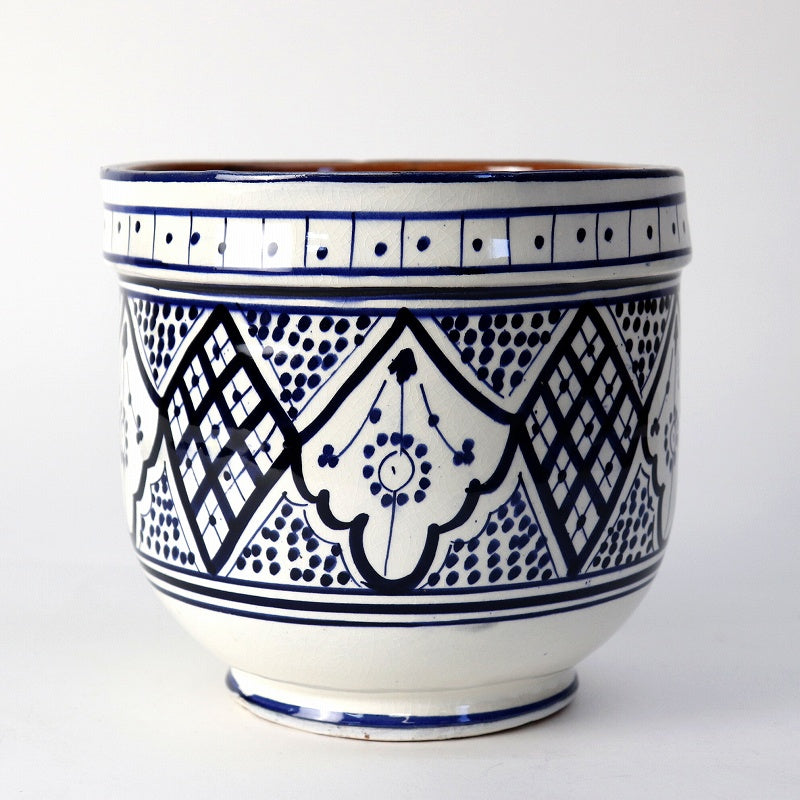 サフィ陶製植木鉢 ぷっくり H19 W18 青