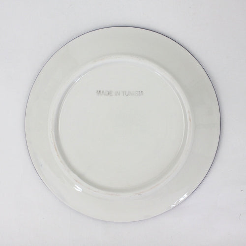 スラマ チュニジア製陶器 手描きデザート平皿 20cm ターコイズ