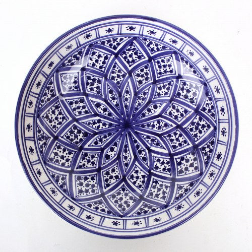 スラマ チュニジア製陶器 浅皿円形 20cm 青