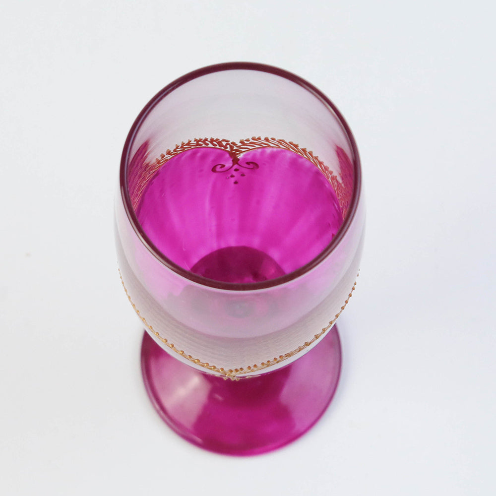 モロッコ手描きシャンパングラス ゴールド ピンク