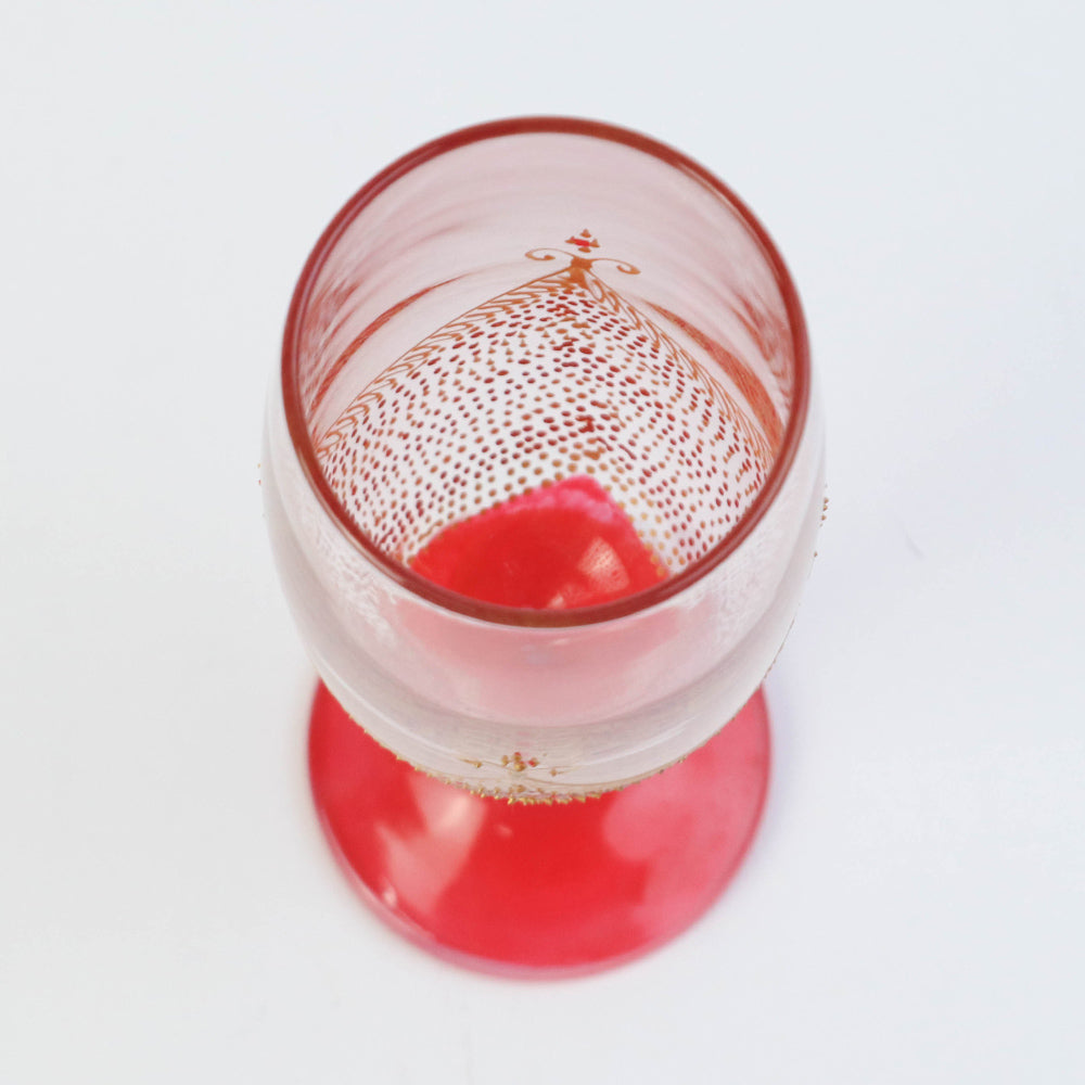 モロッコ手描きシャンパングラス ゴールド 赤【実店舗在庫品】