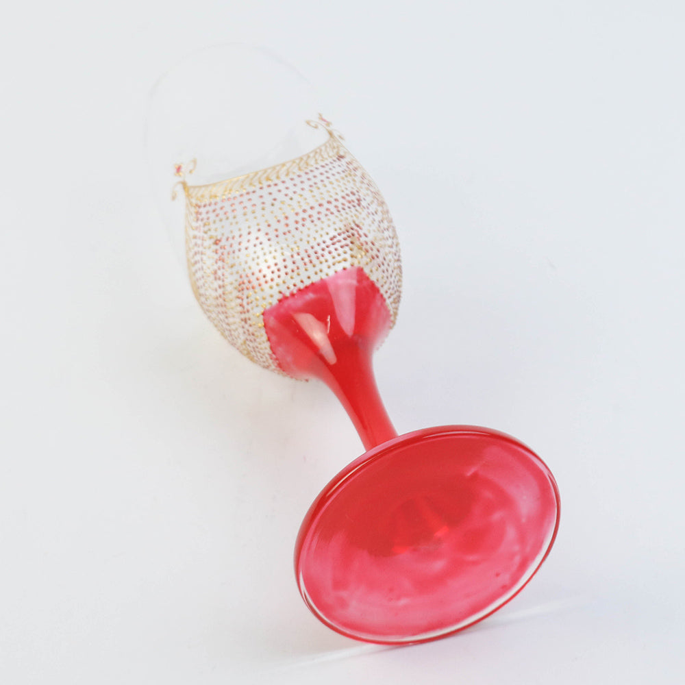 モロッコ手描きシャンパングラス ゴールド 赤【実店舗在庫品】