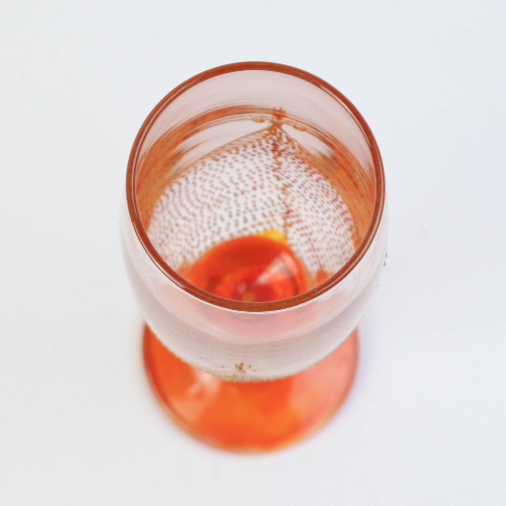 モロッコ手描きシャンパングラス ゴールド オレンジ