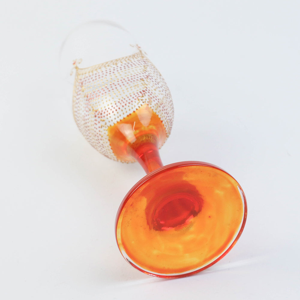 モロッコ手描きシャンパングラス ゴールド オレンジ