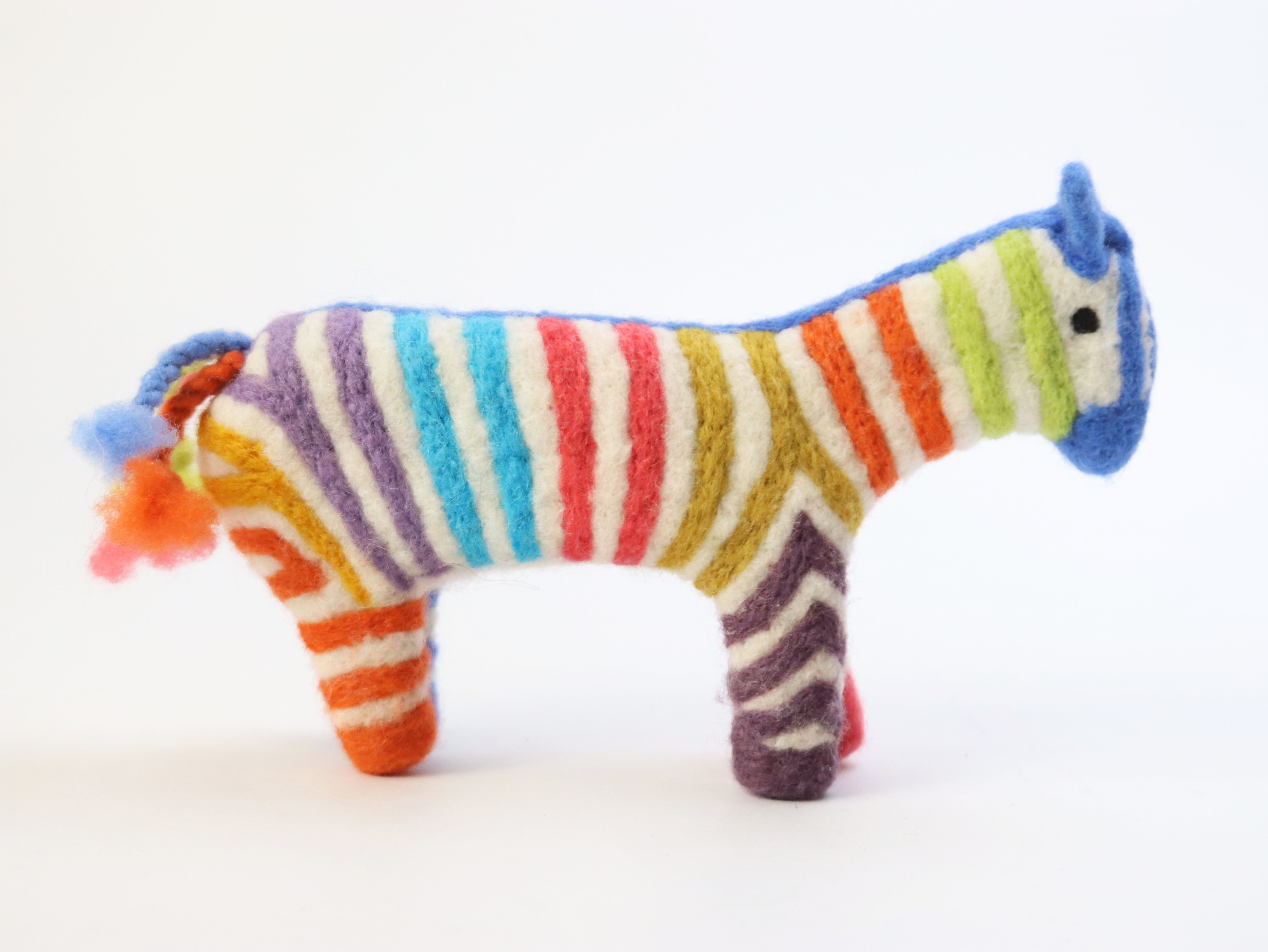 マトマイニ フェルト動物 S マルチカラー シマウマ