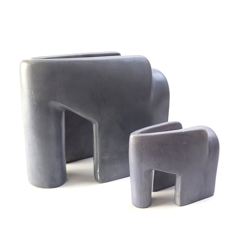 ソープストーン アブストラクト ゾウ 薄グレー 大