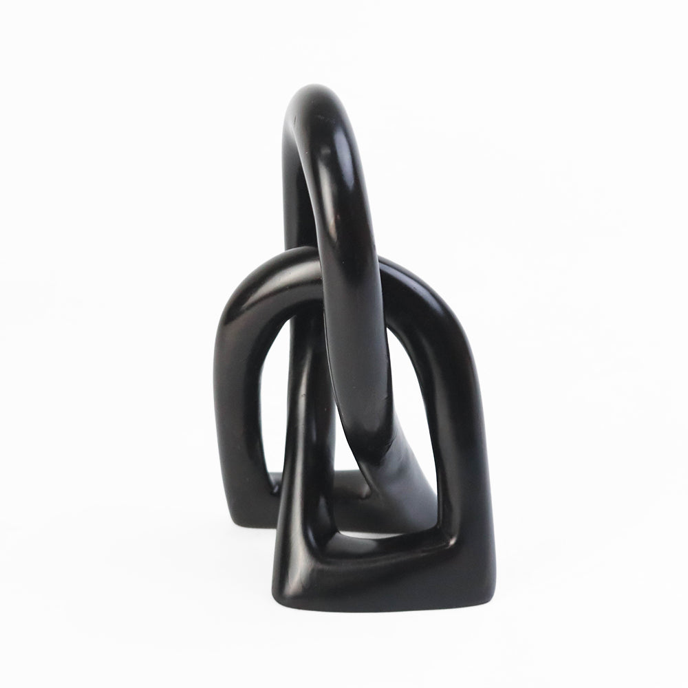 ソープストーン アブストラクトオブジェ 結び 中 黒