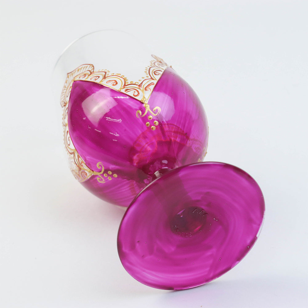 モロッコ手描きカクテルグラス ゴールド ピンク【実店舗在庫品】