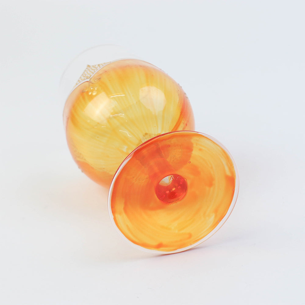 モロッコ手描きカクテルグラス ゴールド オレンジ