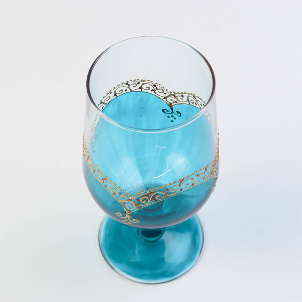 モロッコ手描きカクテルグラス ゴールド サックス