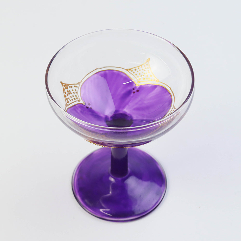 モロッコ手描きカクテルグラス ゴールド 紫【実店舗在庫品】