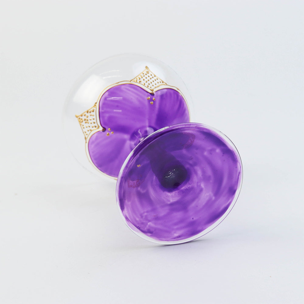 モロッコ手描きカクテルグラス ゴールド 紫【実店舗在庫品】