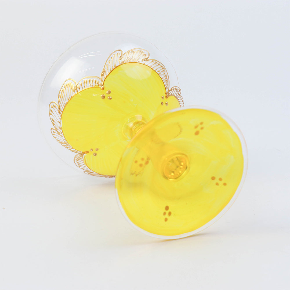 モロッコ手描きカクテルグラス ゴールド 黄