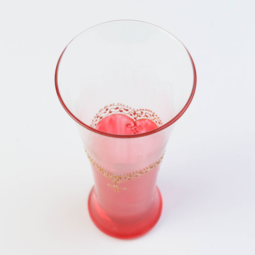 モロッコ手描きカクテルグラス ゴールド ピンク