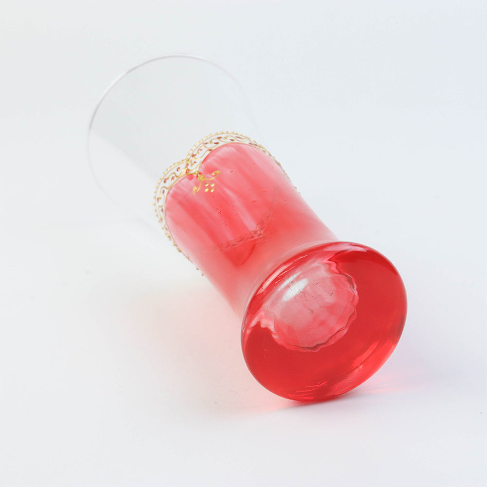 モロッコ手描きカクテルグラス ゴールド ピンク