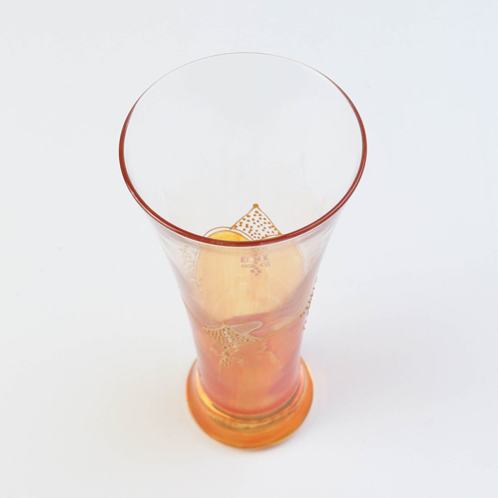 モロッコ手描きカクテルグラス ゴールド オレンジ【実店舗在庫品】