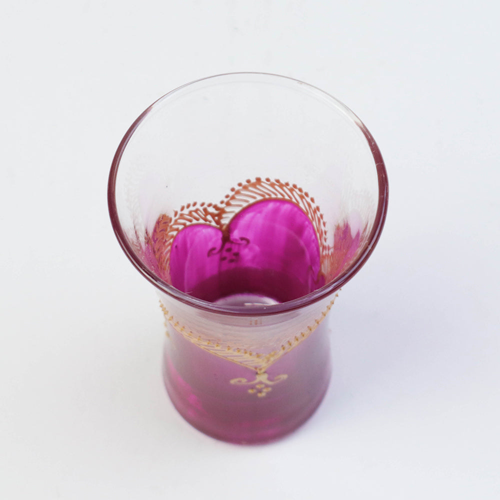 モロッコ手描きショットグラス ゴールド ピンク【実店舗在庫品】