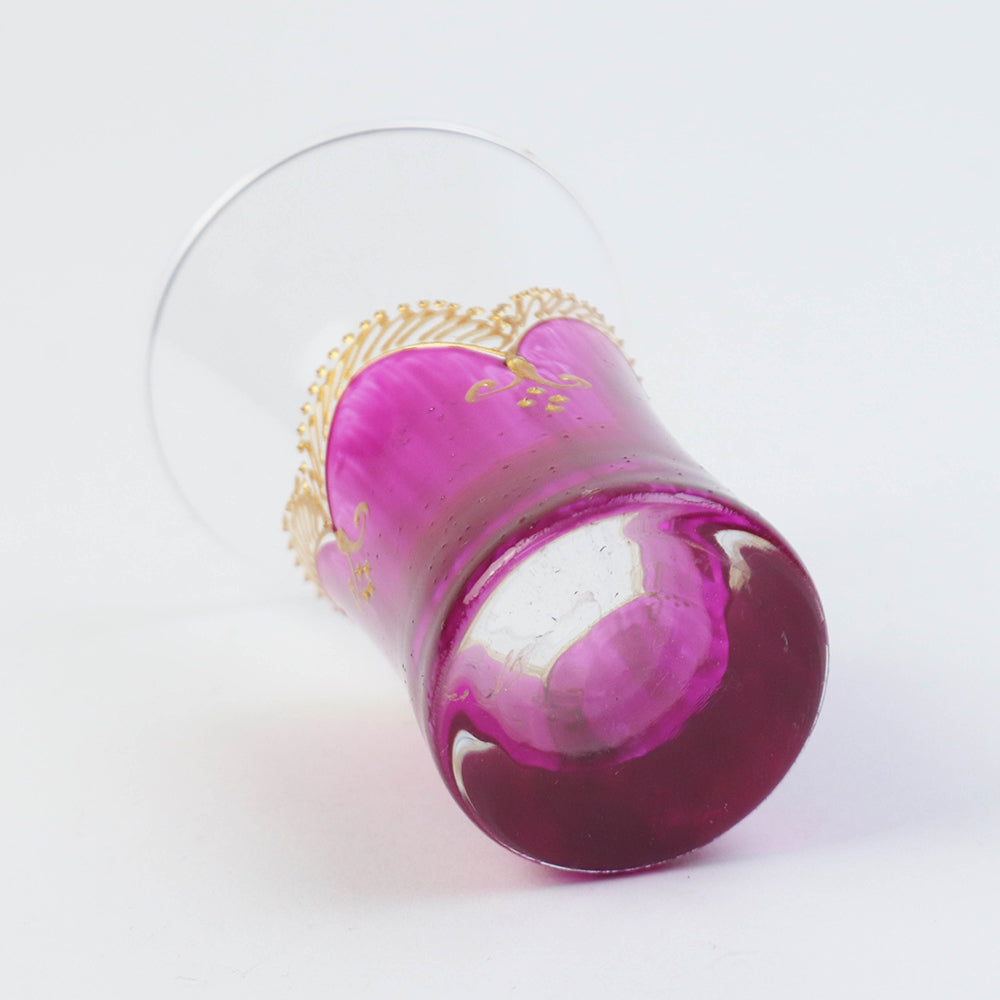 モロッコ手描きショットグラス ゴールド ピンク【実店舗在庫品】