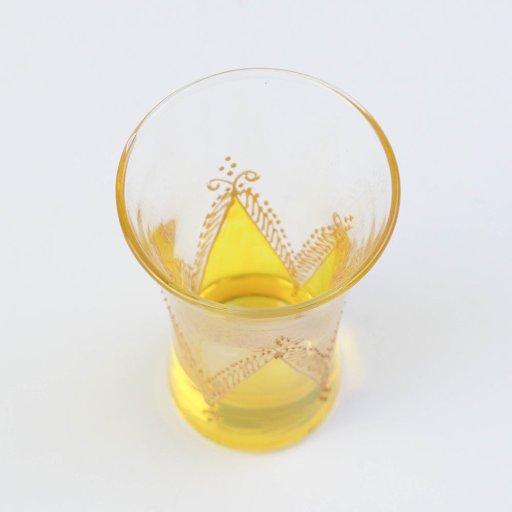 モロッコ手描きショットグラス ゴールド 黄【実店舗在庫品】