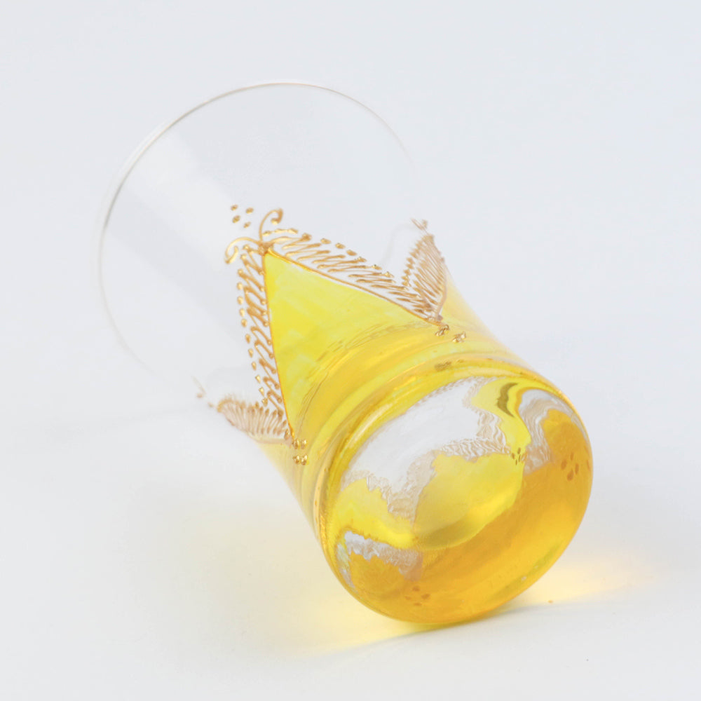 モロッコ手描きショットグラス ゴールド 黄【実店舗在庫品】