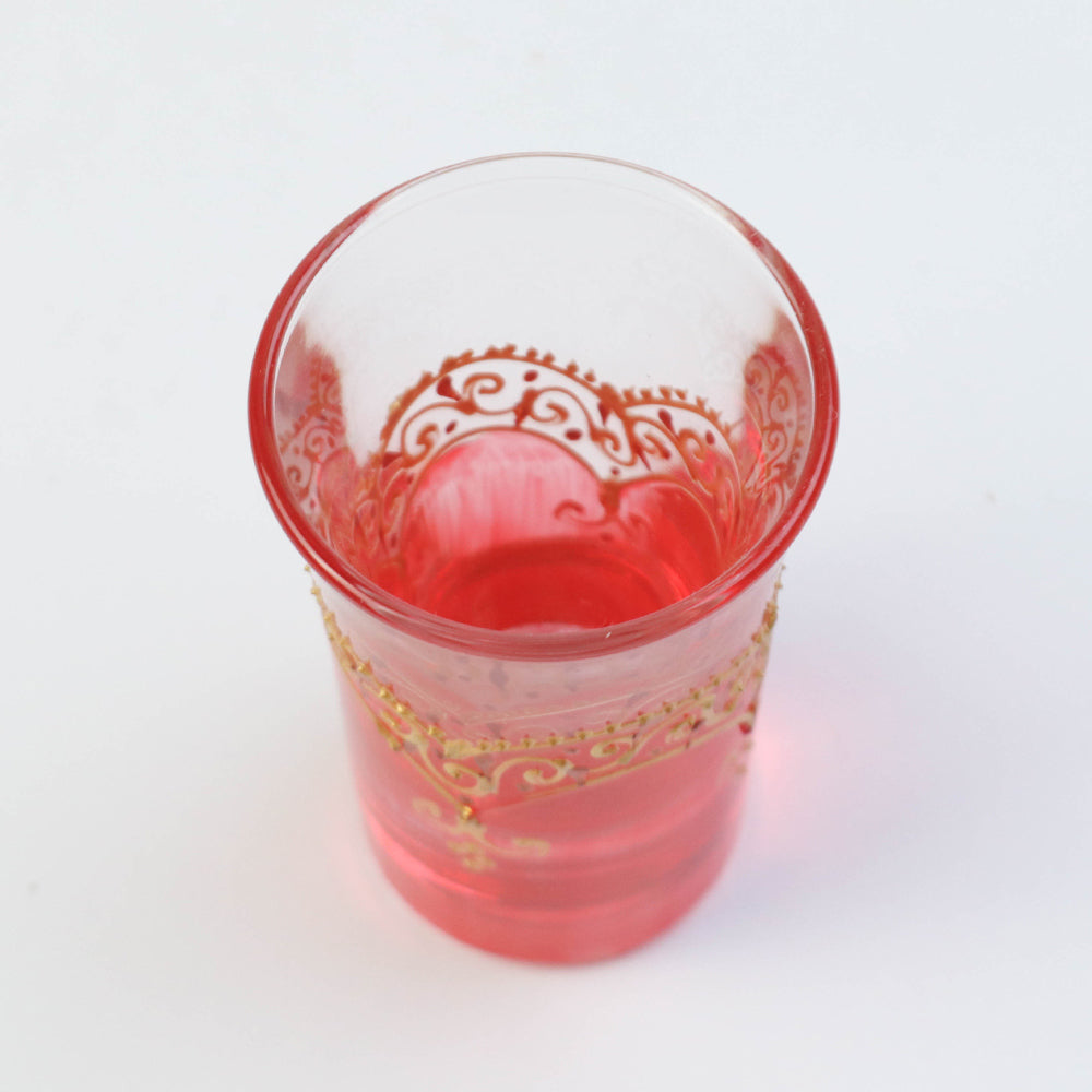 モロッコ手描きショットグラス ゴールド 赤【実店舗在庫品】