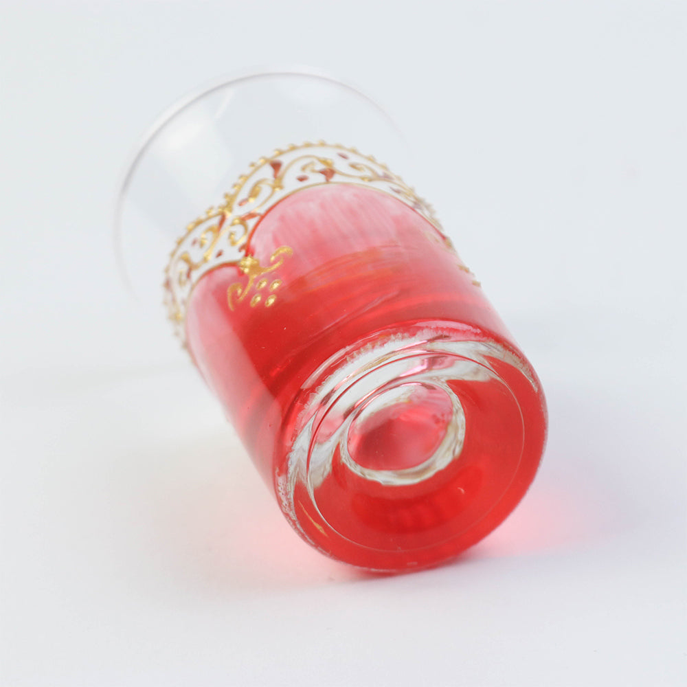 モロッコ手描きショットグラス ゴールド 赤【実店舗在庫品】