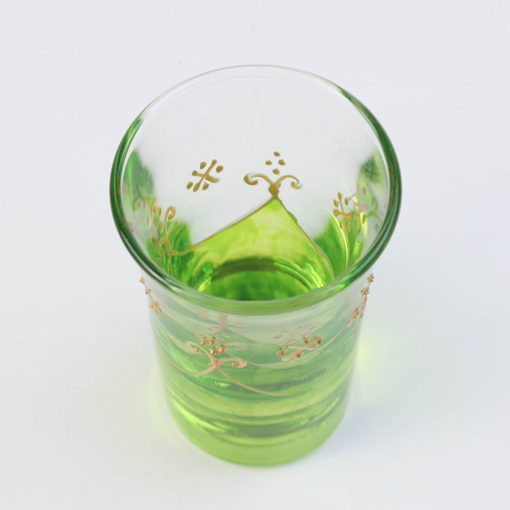 モロッコ手描きショットグラス ゴールド 緑【実店舗在庫品】