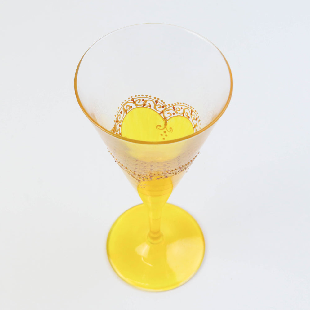 モロッコ手描きカクテルグラス ゴールド 黄【実店舗在庫品】