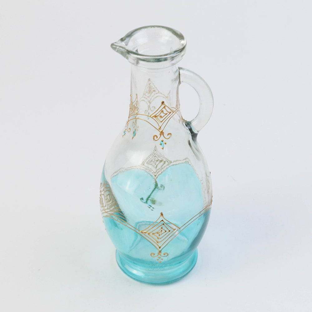 モロッコ手描き一輪挿し ゴールド ターコイズ