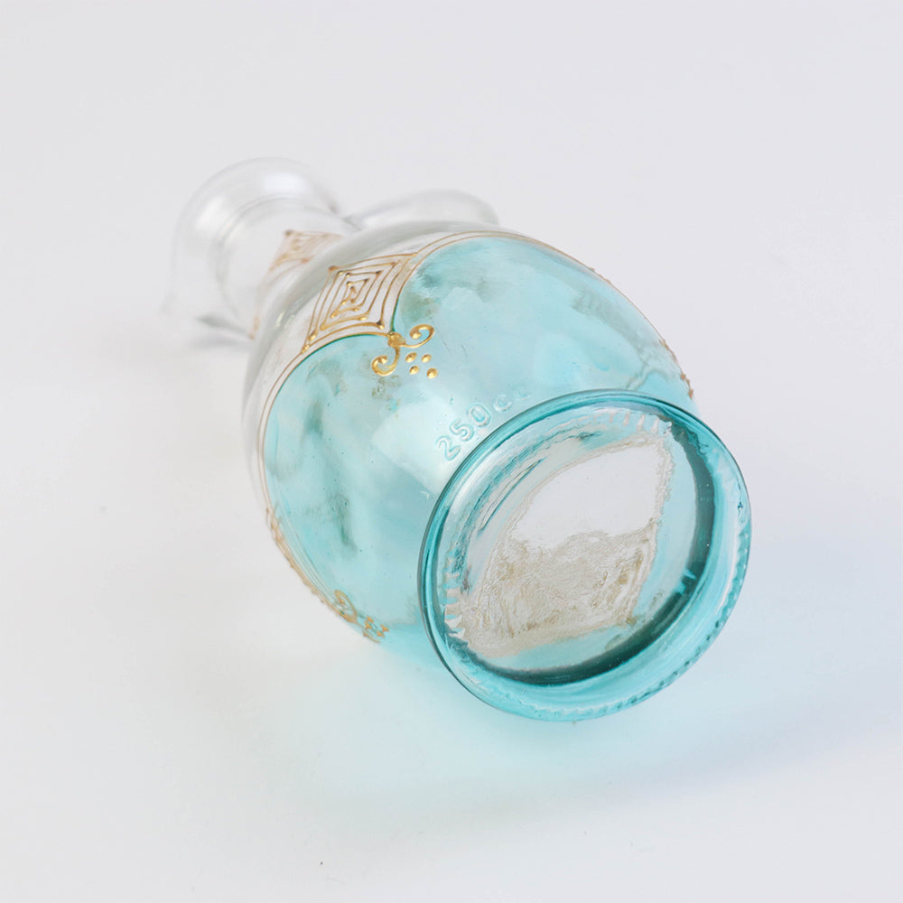 モロッコ手描き一輪挿し ゴールド ターコイズ