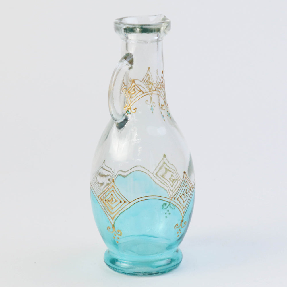 モロッコ手描き一輪挿し ゴールド ターコイズ