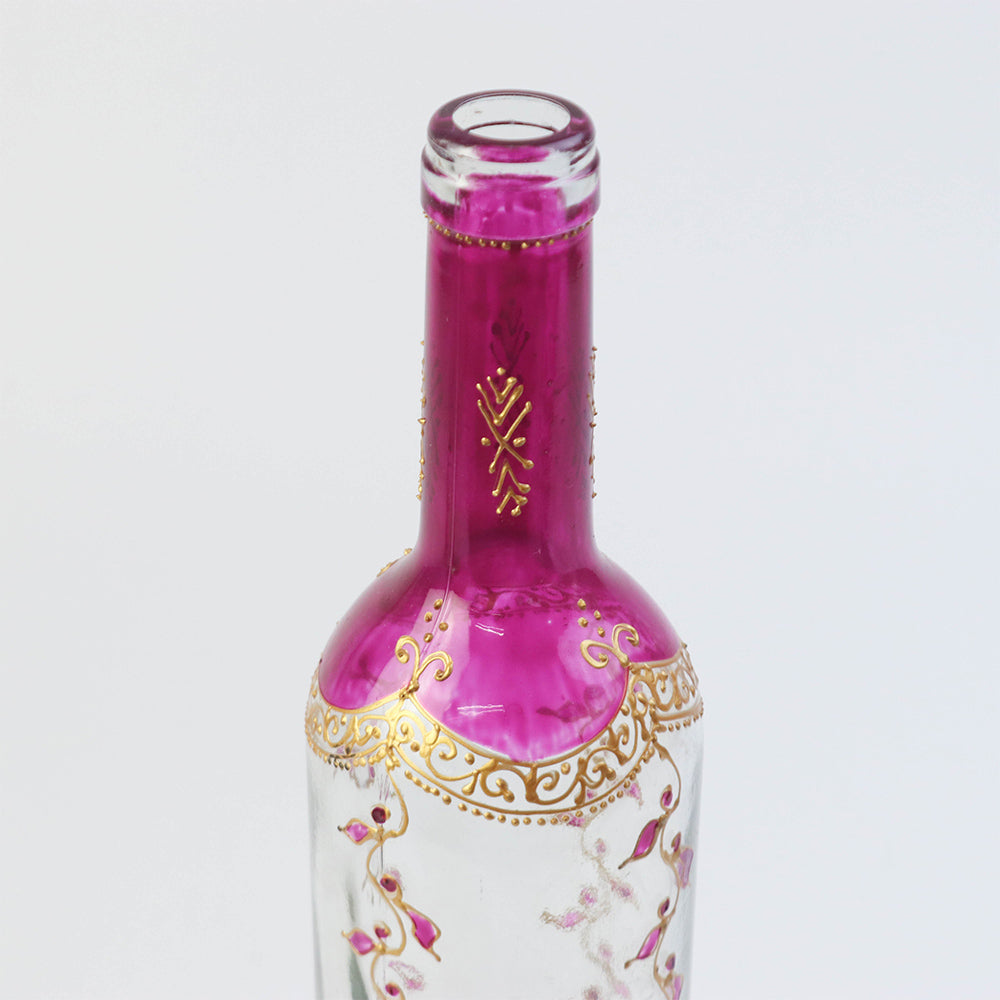 モロッコ手描き瓶 ゴールド ピンク