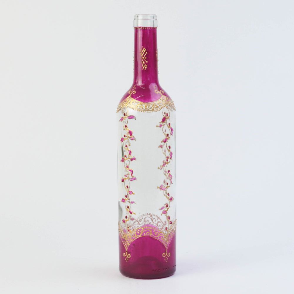 モロッコ手描き瓶 ゴールド ピンク
