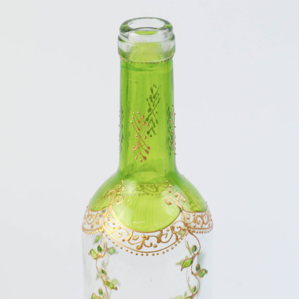 モロッコ手描き瓶 ゴールド 緑【実店舗在庫品】