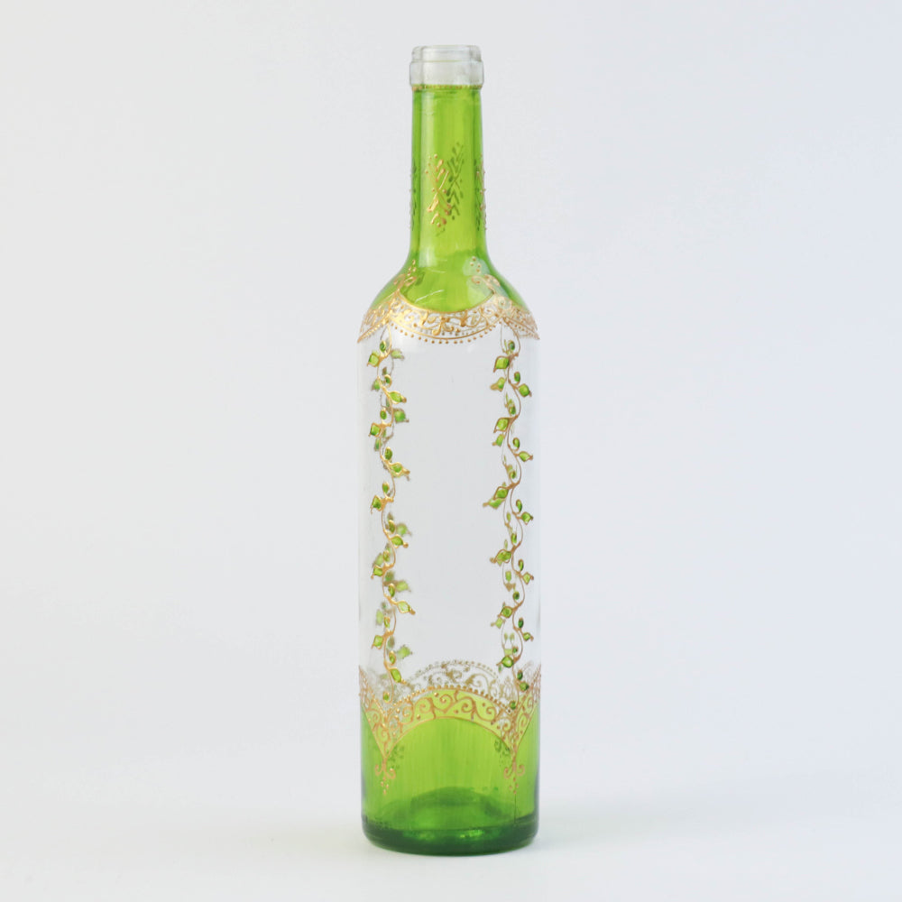 モロッコ手描き瓶 ゴールド 緑【実店舗在庫品】
