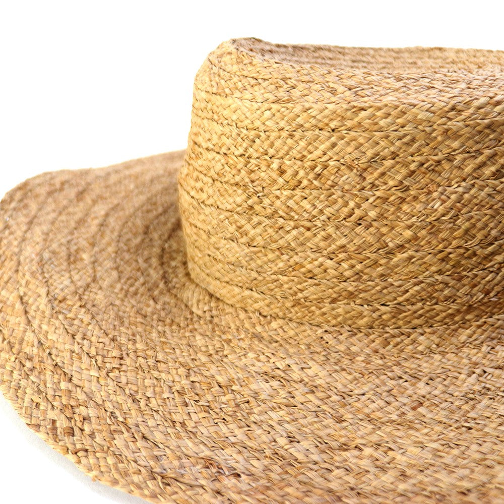 ラフィアブレード帽子 楕円細 紅茶