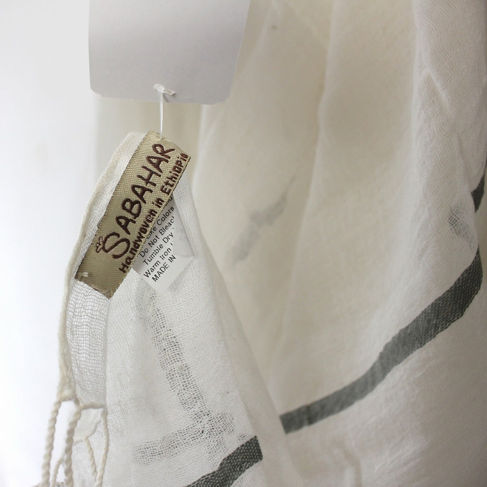【SALE】 サバハールSABAHARフレンチスカーフ(綿) 白グレー01【実店舗在庫品】
