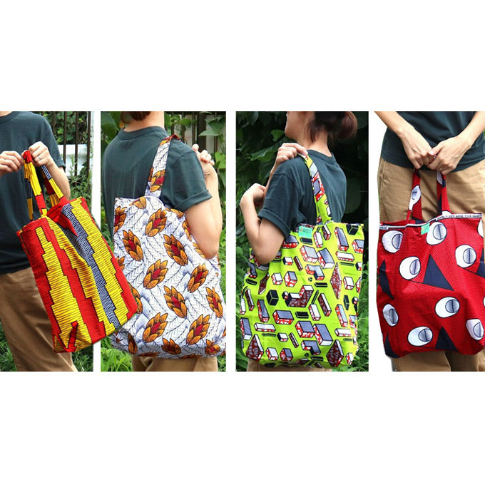 パーニュ巾着エコバッグ 大 182 扇子 赤 S159 | マンゴロベ