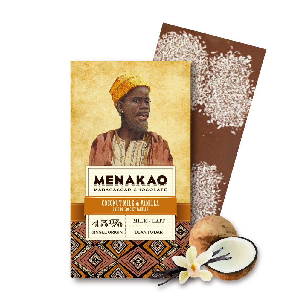 ミルクチョコレート45% ココナッツミルク&マダガスカルバニラ L【メナカオ 】